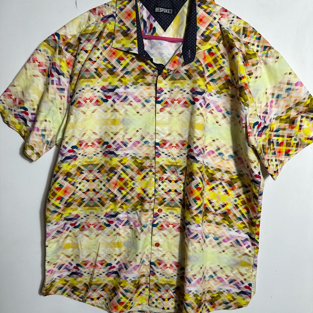 Bespoke Multicolor Geometric Men's Shirt